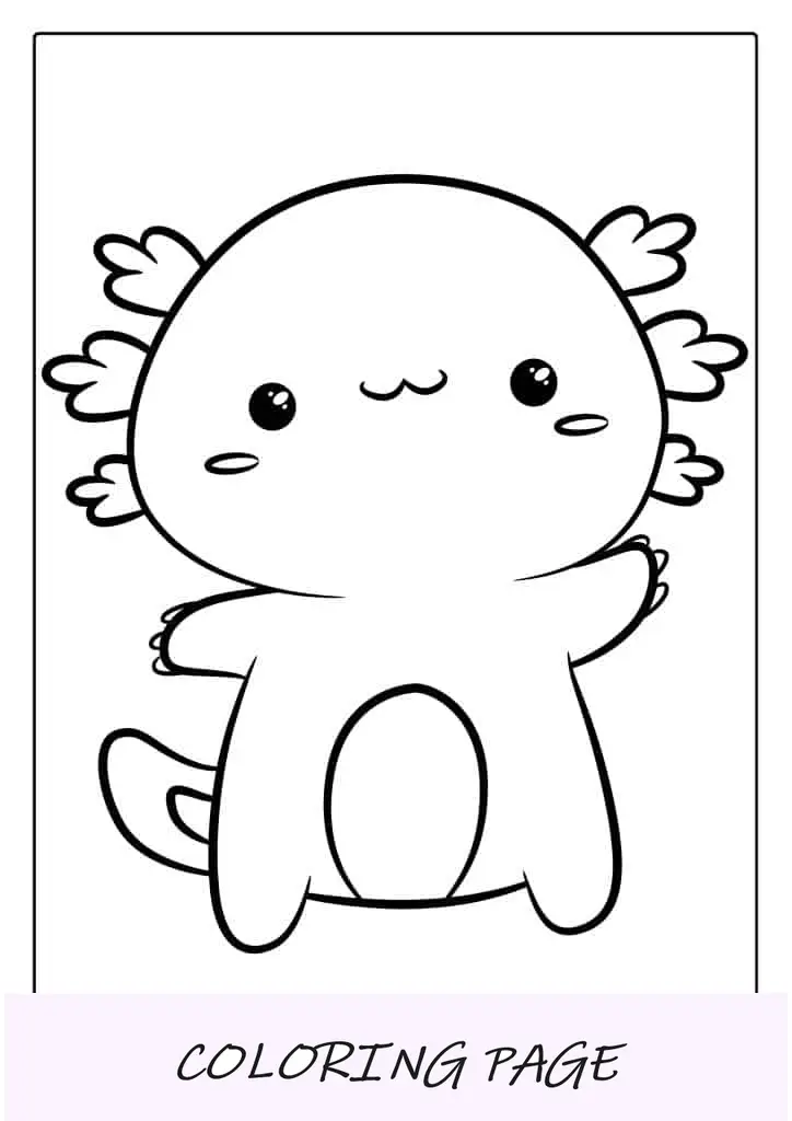 Axolotl fofo para colorir para crianças