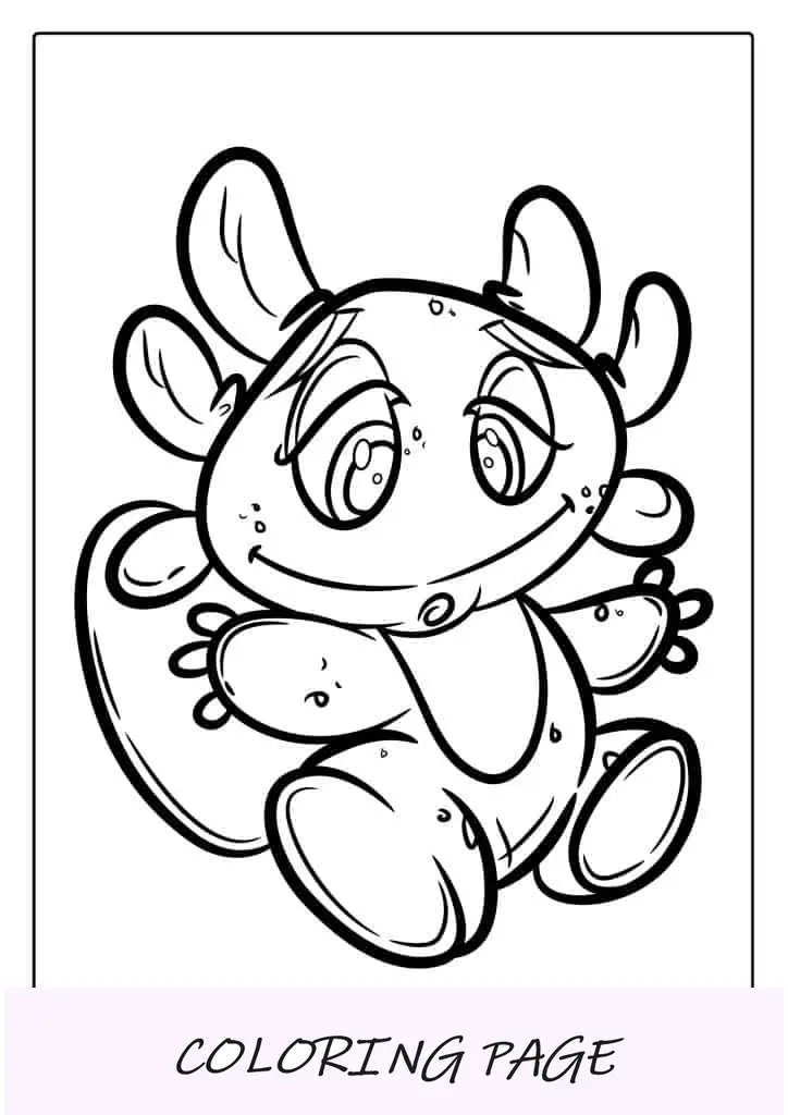 Página para colorir Kawaii Axolotl na página