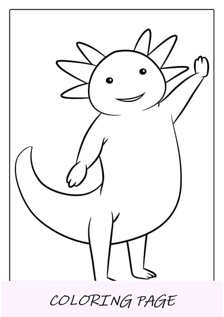 Axolotl em pé para colorir
