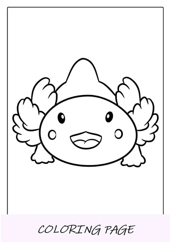 Página para colorir fofa de Axolotl Kawaii