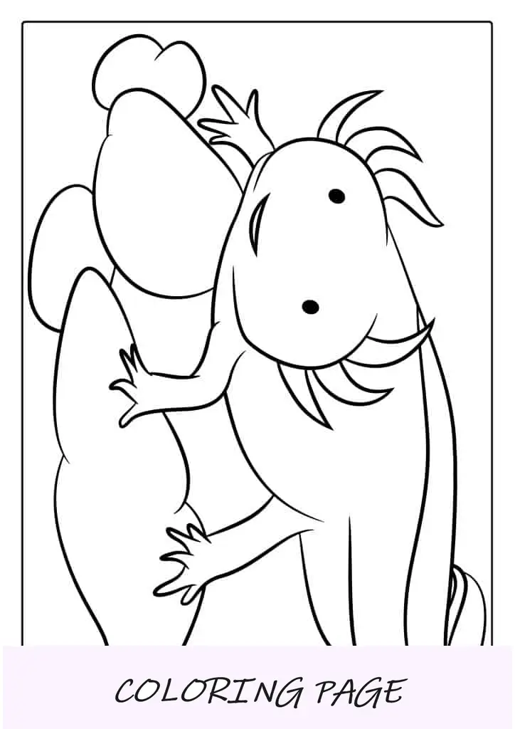 Axolotl nas rochas para colorir