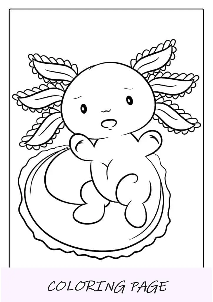 Colorir Axolote Kawaii