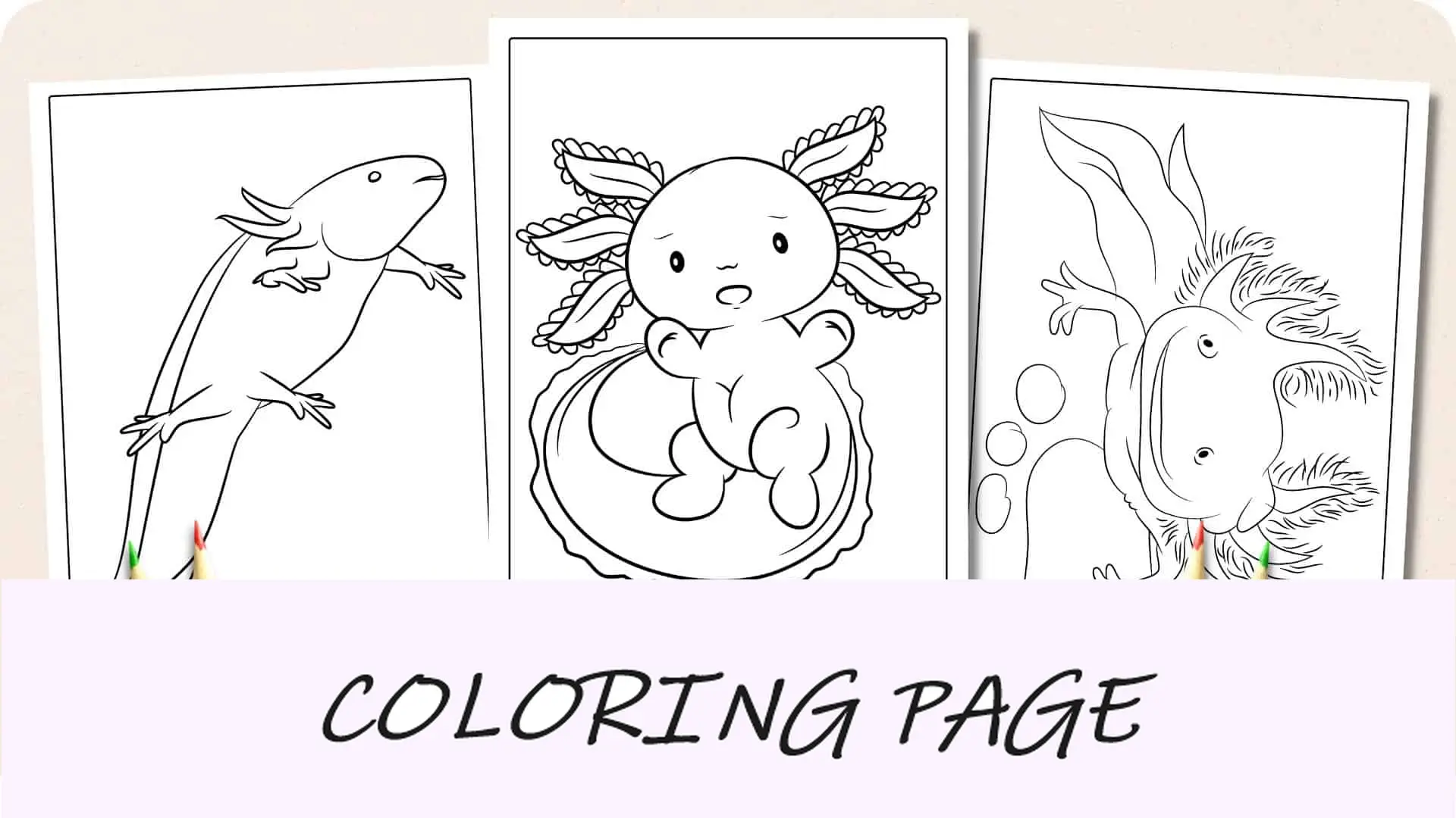 Imagem em destaque de páginas para colorir de Axolotl