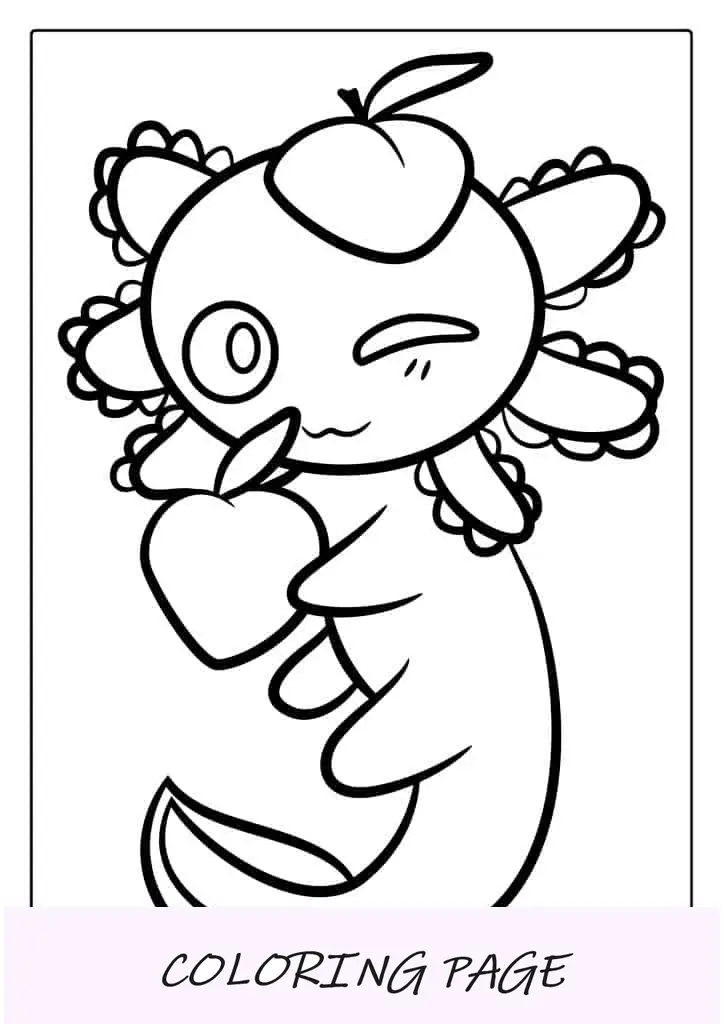 Folha para colorir de Axolotl de desenho animado