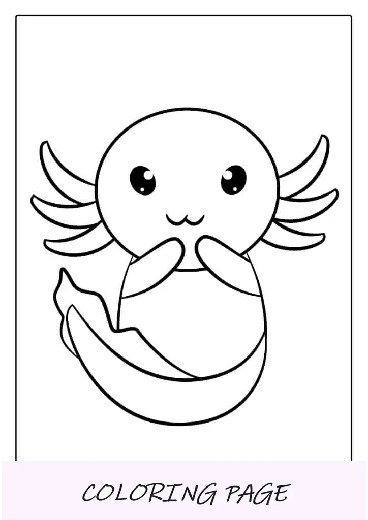 Adorável página para colorir Kawaii Axolotl_