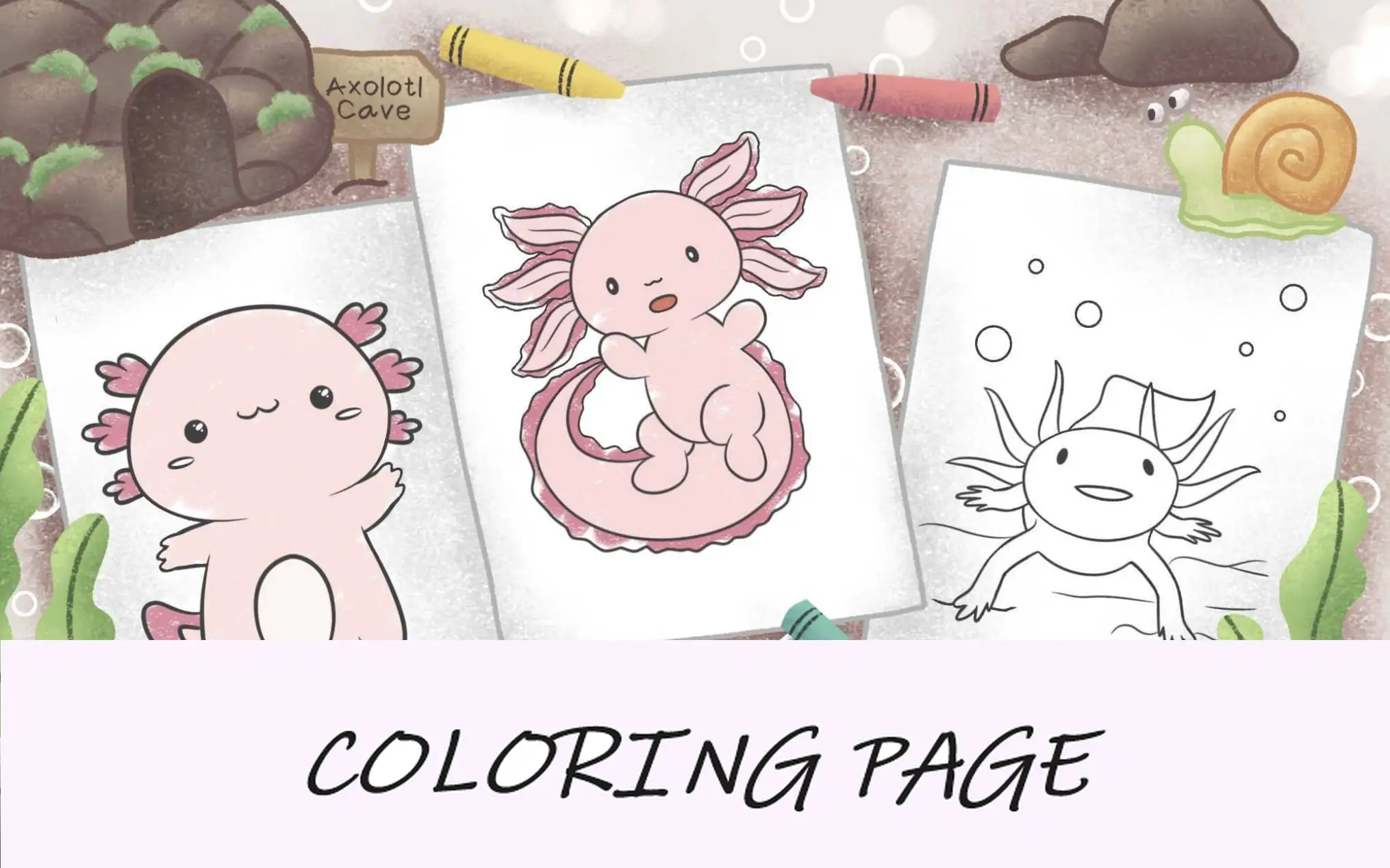 imagem de recurso de páginas para colorir axolotl