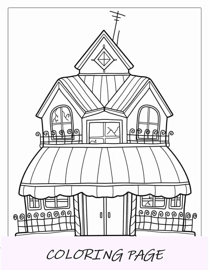 Página para colorir de casa assombrada de Stranger Things