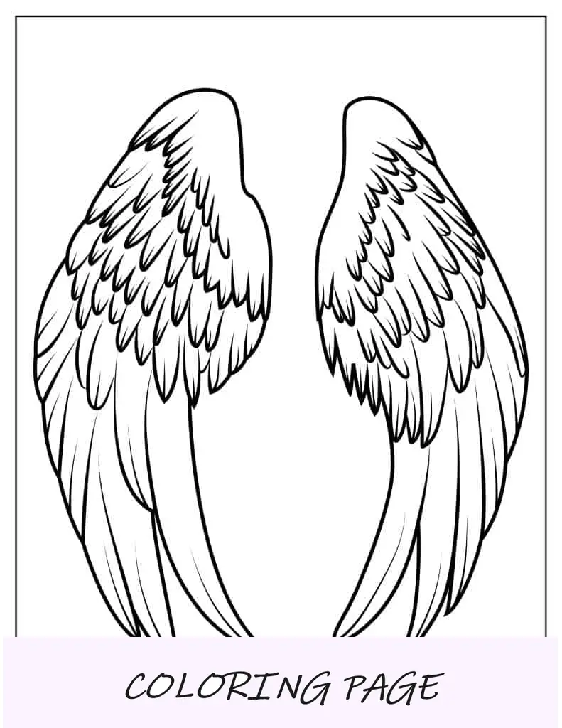Hoja para colorear de alas de ángel
