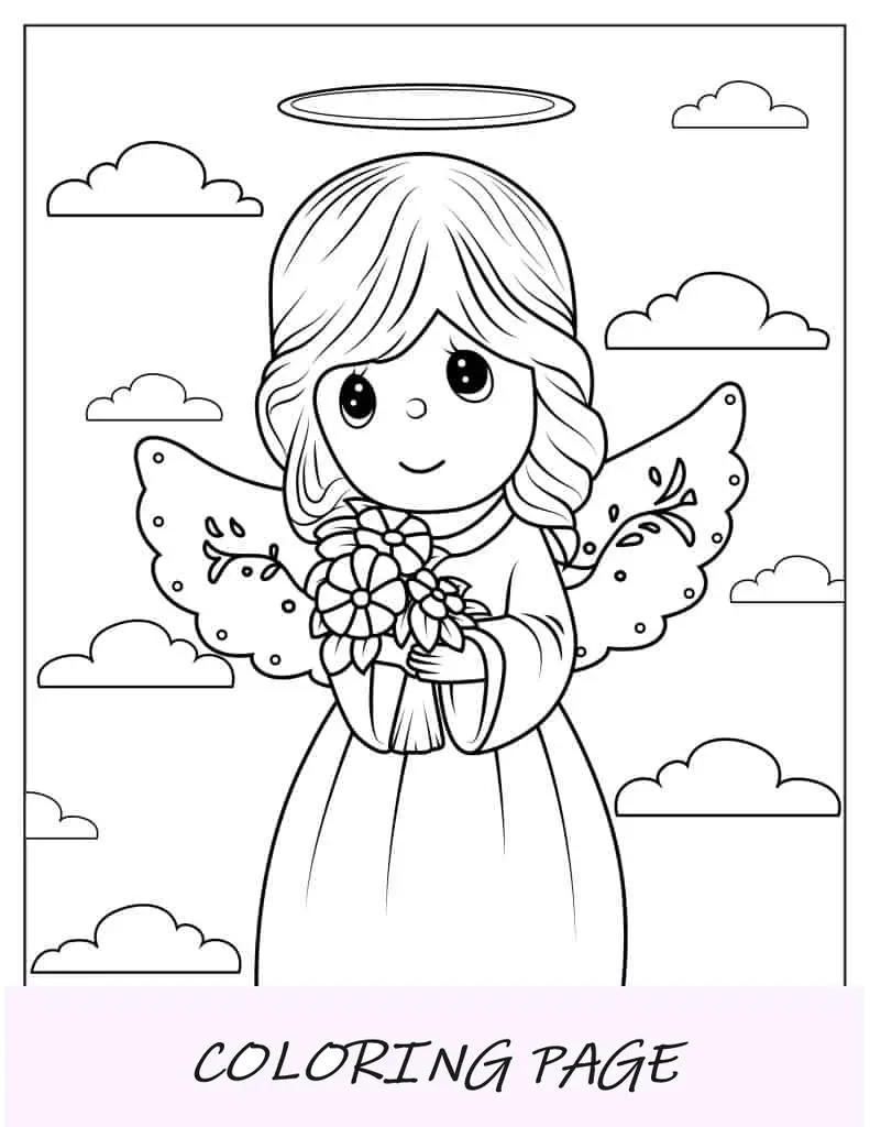 Lindo ángel kawaii para colorear