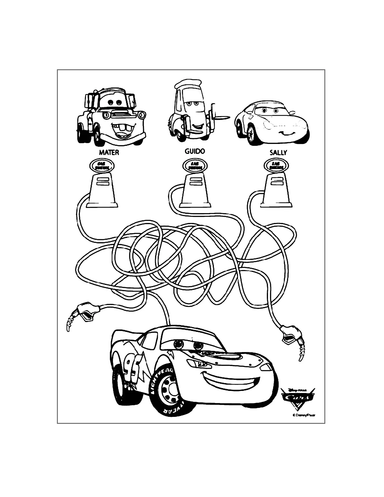 Disney Cars Maze Worksheet