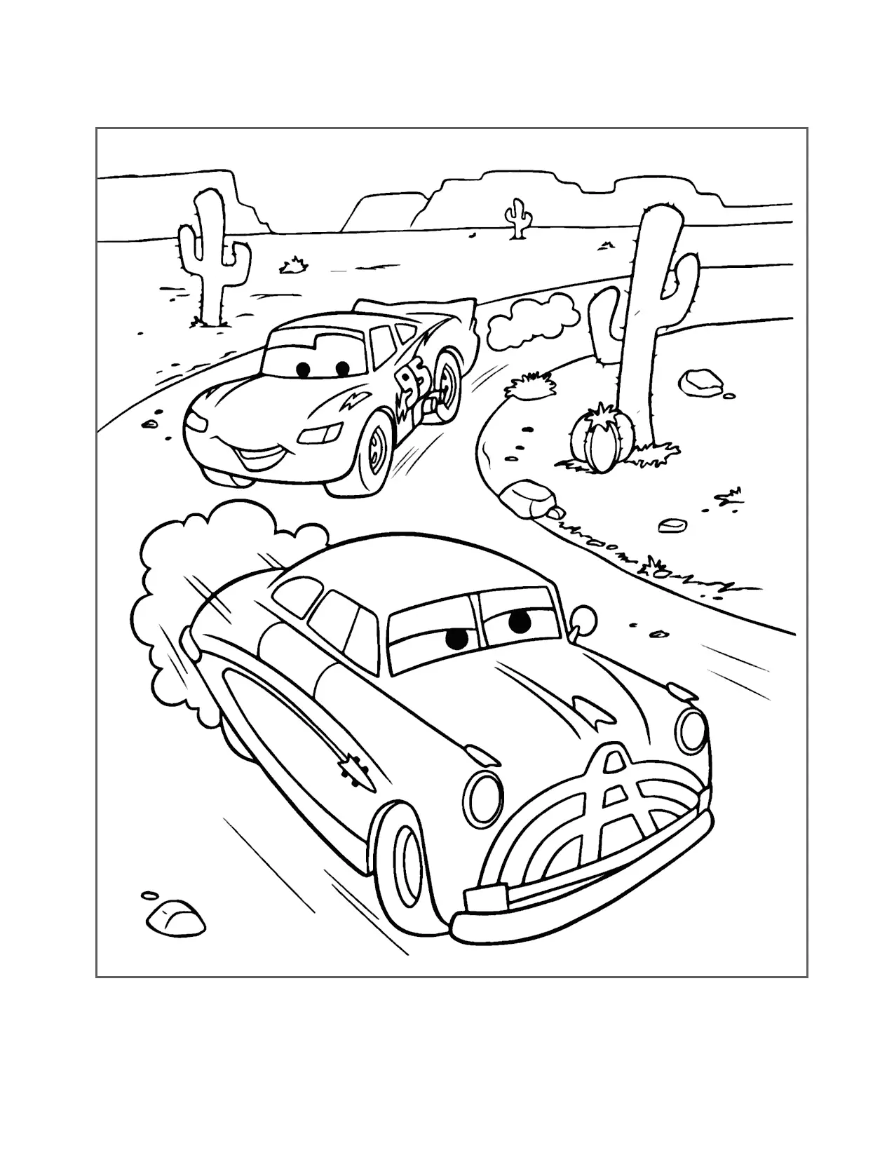Lightning And Doc Hudson Cars Coloring Page