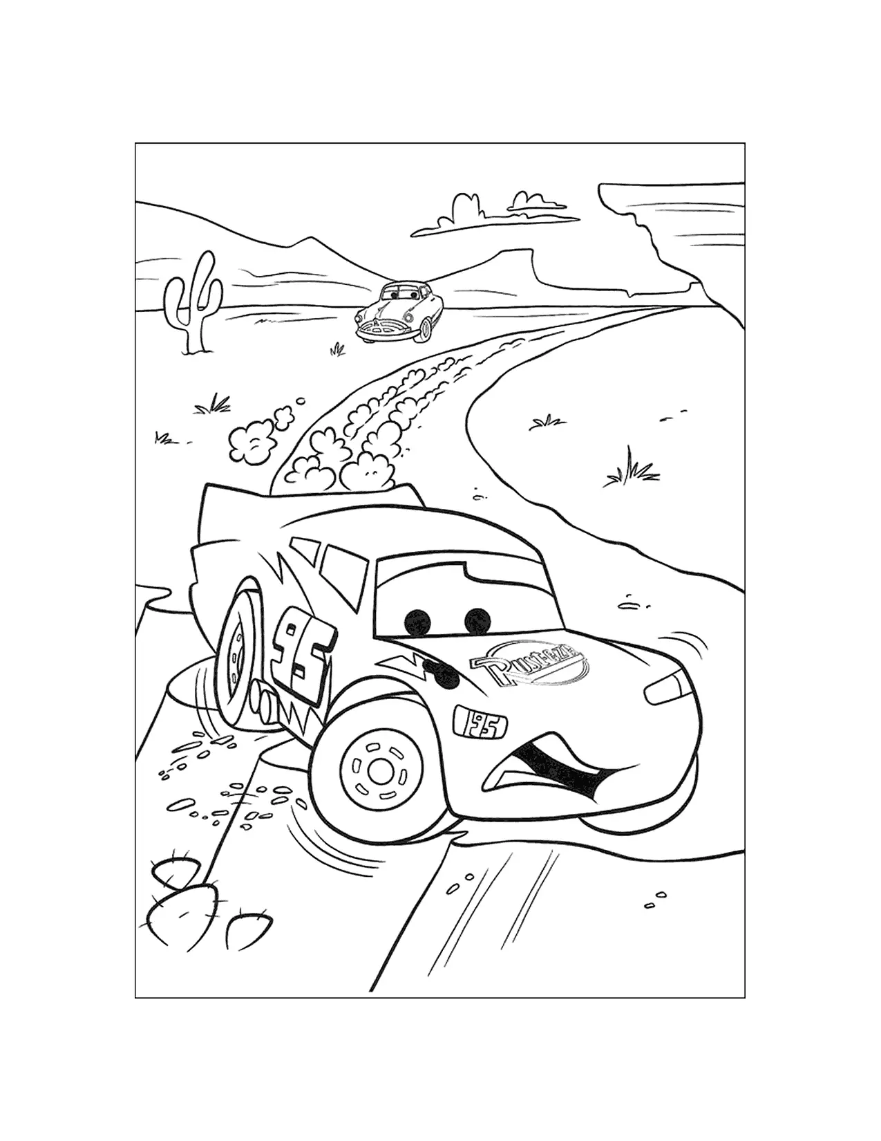 Lightning On The Edge Cars Coloring Page
