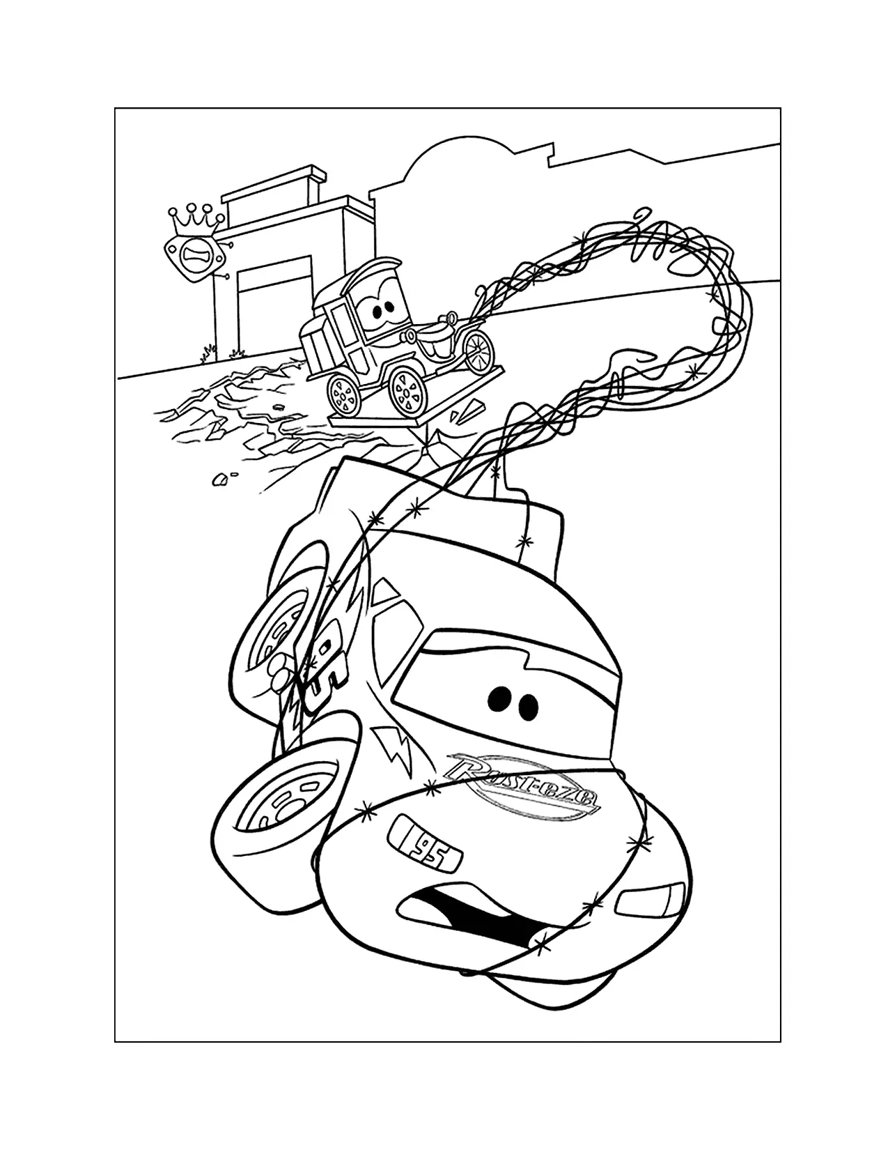 Lizzie And Lightning Cars Coloring Page