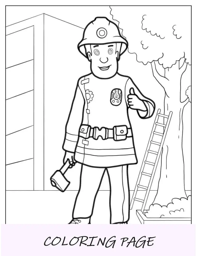 Desenho de bombeiro para colorir para crianças