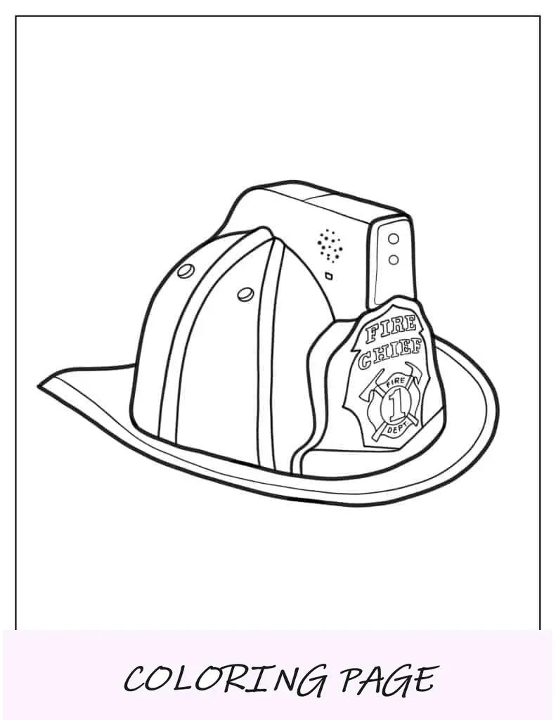 Página para colorir fácil de um capacete de bombeiro