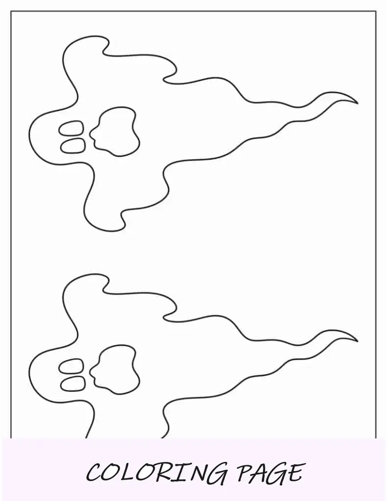 Plantilla de dos fantasmas aterradores de media página para niños