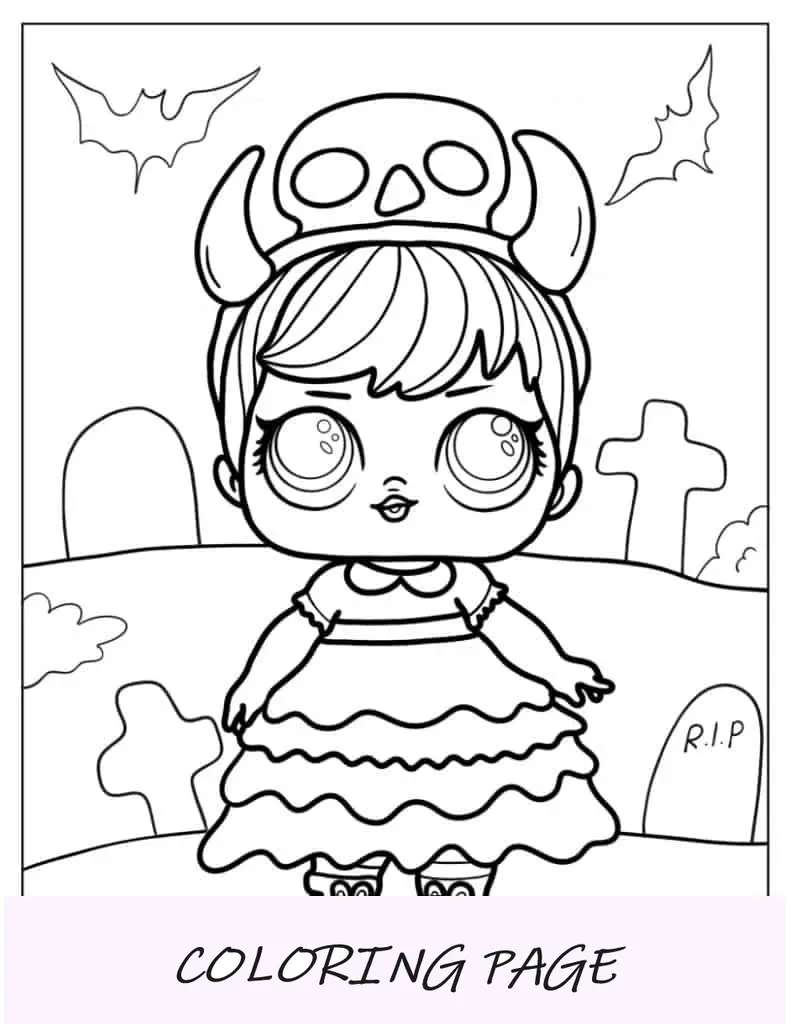Folha para colorir surpresa LOL de Halloween