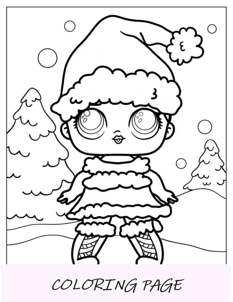 Página para colorir LOL Surprise com tema de Natal