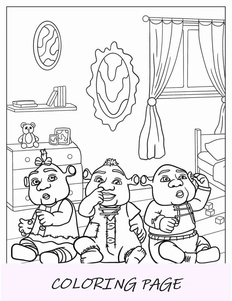 Folha para Colorir Shrek vestido de Papai Noel com burro