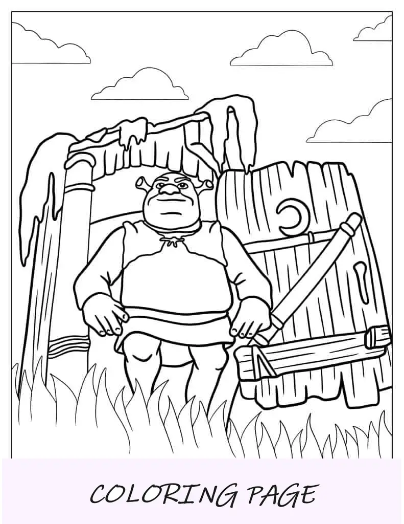 Shrek com burro e abóbora durante o Halloween