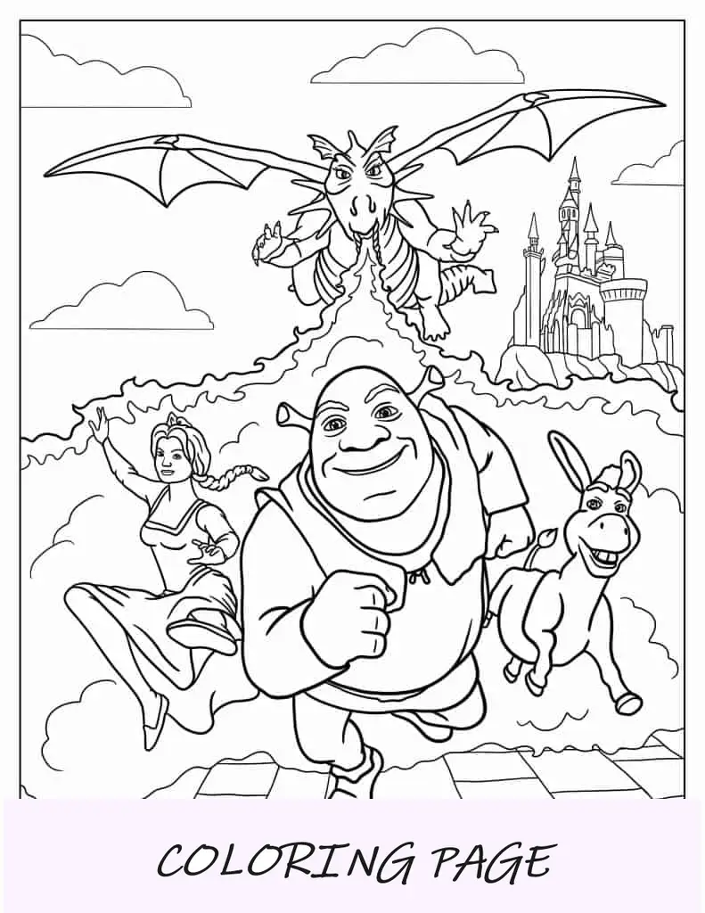 Página para colorir da Princesa Fiona