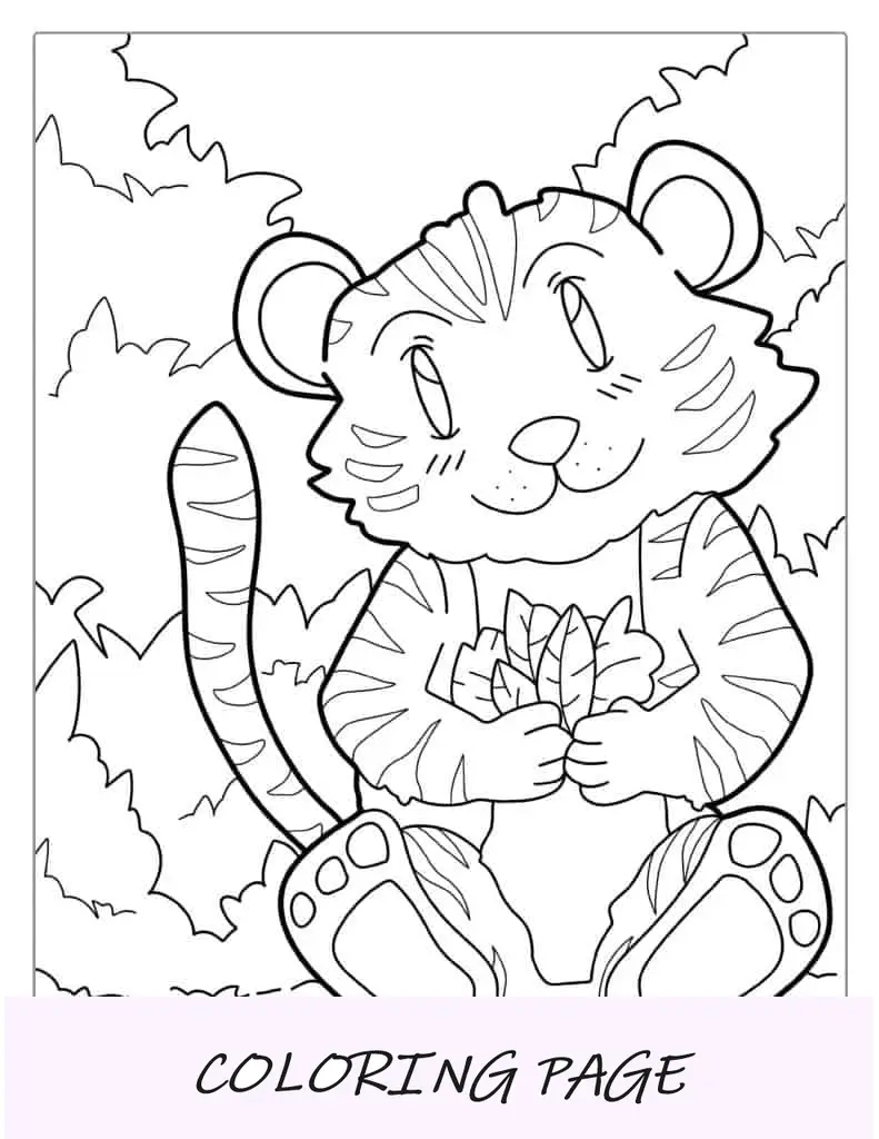 Tigre felice nella giungla da colorare per bambini