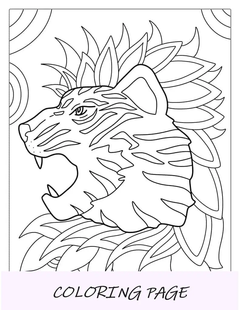 Contorno del foglio da colorare della testa della tigre