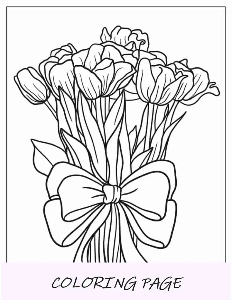 Tulpen, eingewickelt in große Schleife zum Färben