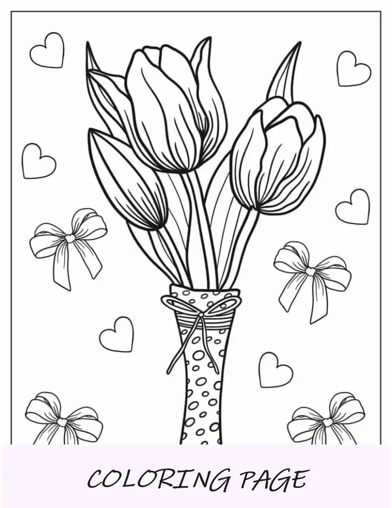 Malblatt mit großen Tulpenzwiebeln