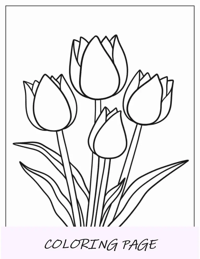 Einfache Tulpen zum Ausmalen für Kinder