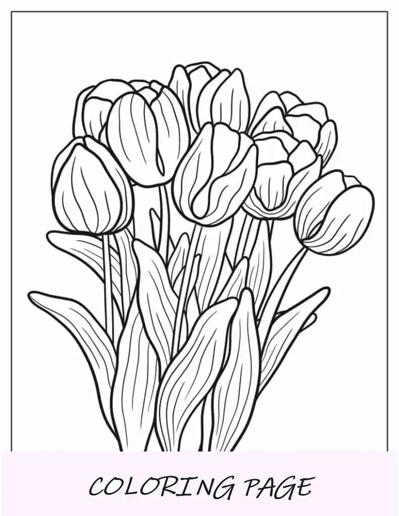 Einfaches Ausmalen von Tulpen für Kinder