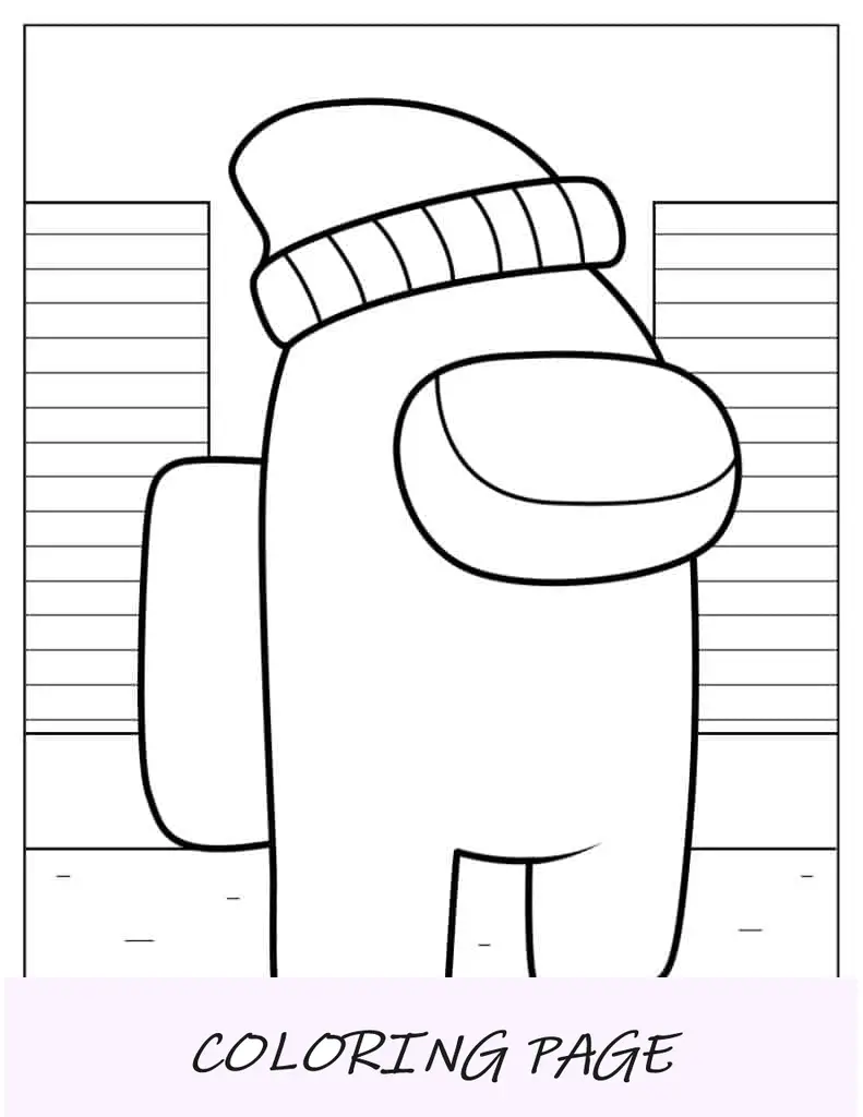 Folha para colorir entre nós, companheiro de tripulação com gorro