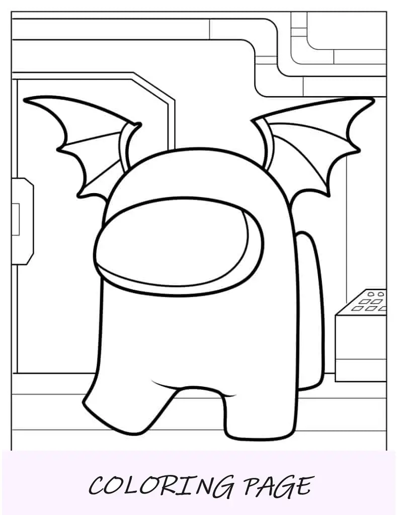 Página para colorir entre nós com asas de morcego