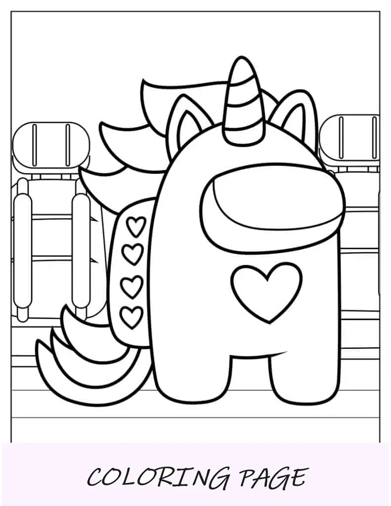 Folha para colorir entre nós pele de unicórnio