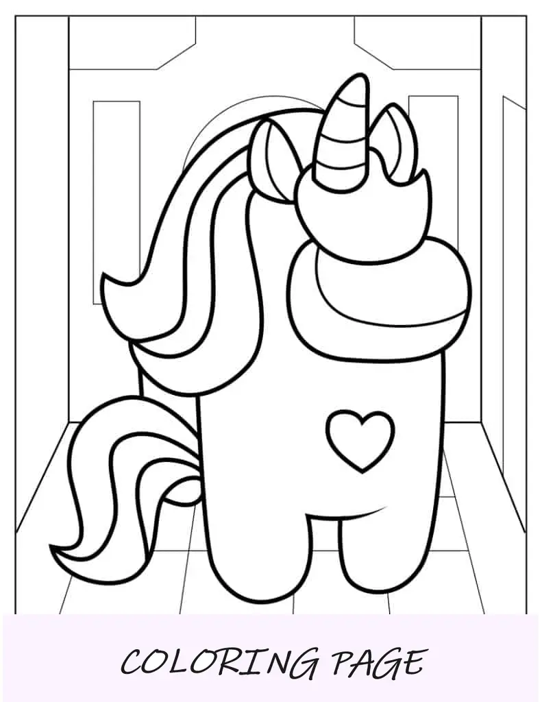 Unicórnio fofo entre nós para colorir
