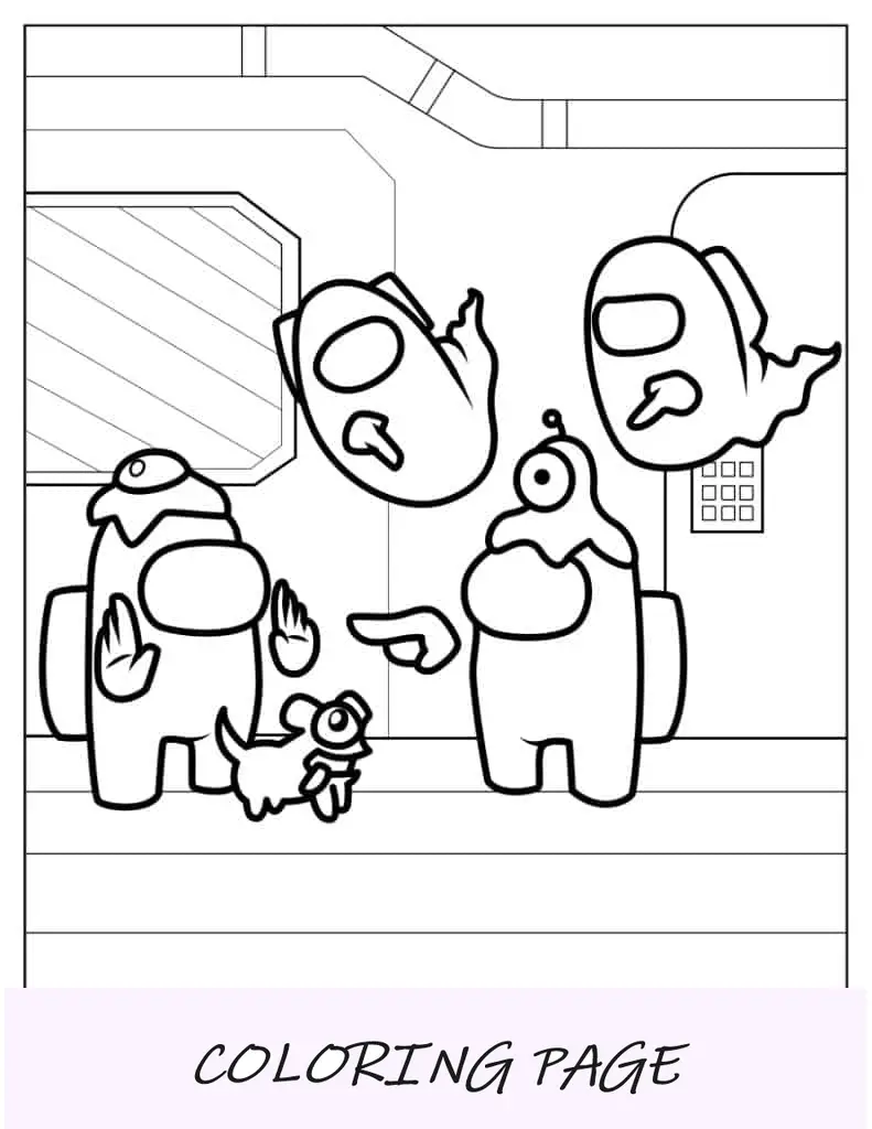 Companheiros de tripulação suspeitando uns dos outros para colorir