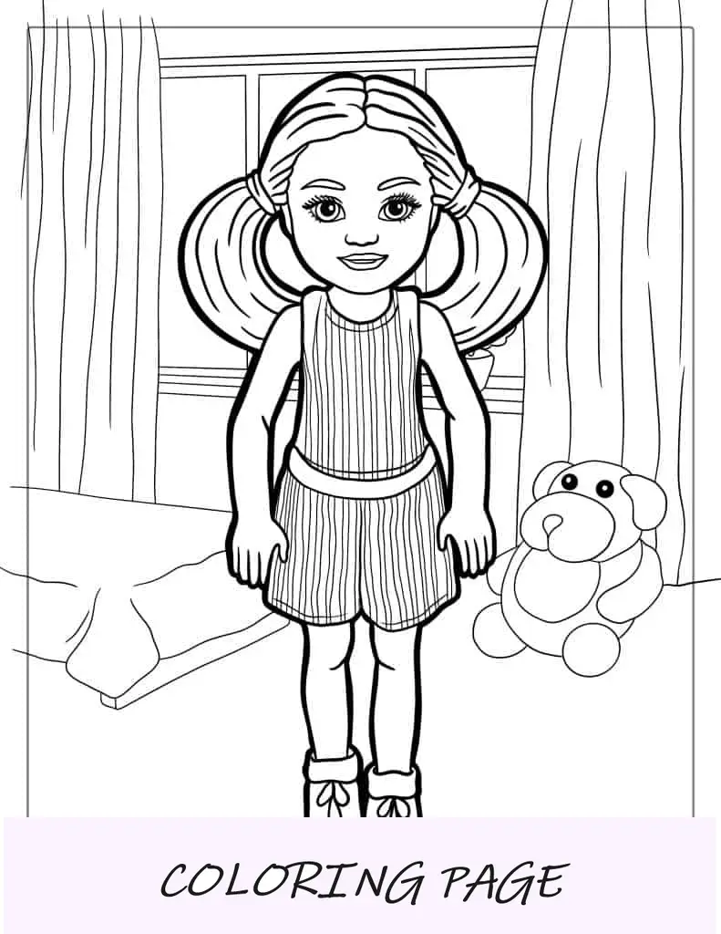 Desenho para colorir da Barbie Kelly para crianças