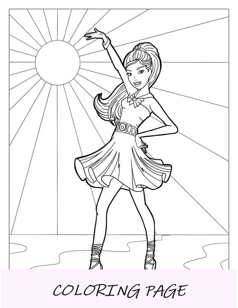 Desenho para colorir da Barbie dançando