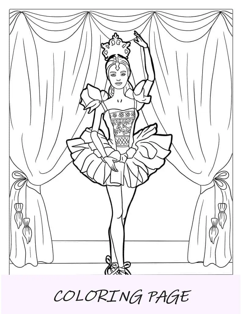Página para colorir da Barbie bailarina