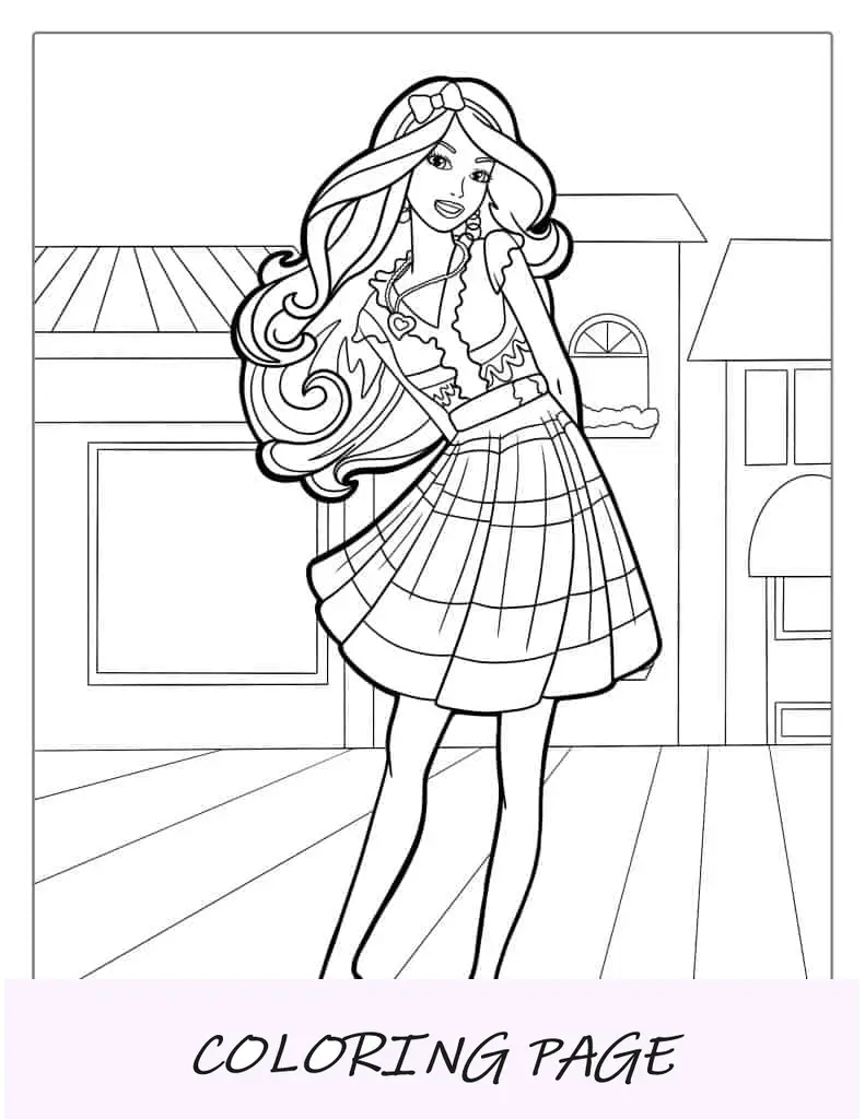 Folha para colorir de compras da Barbie