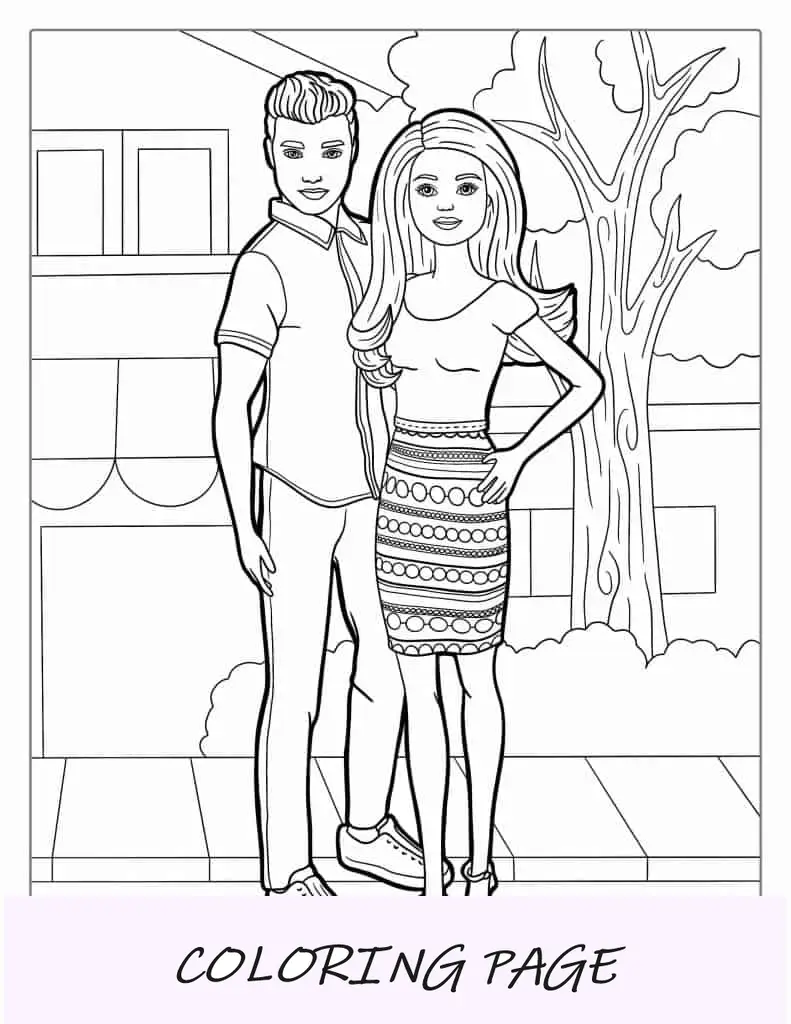 Desenho de Barbie e Ken para colorir para crianças