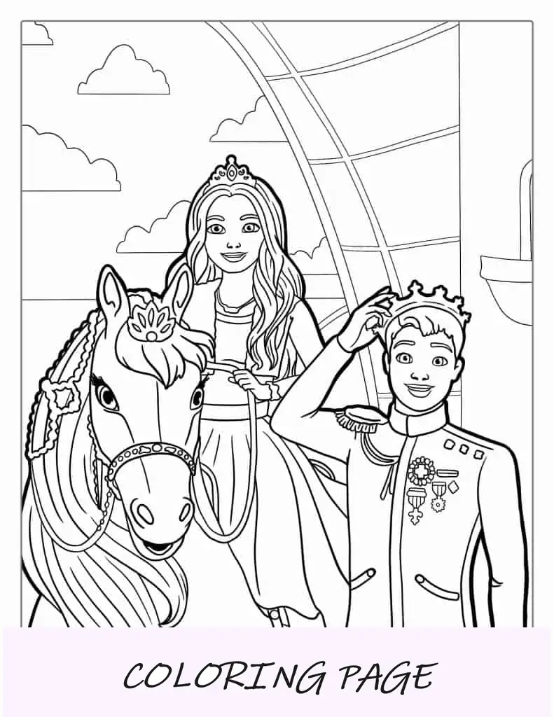 Princesa Barbie com Príncipe e Cavalo