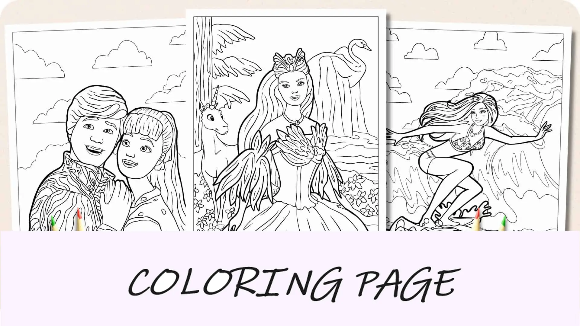 Imagem em destaque das páginas para colorir da Barbie