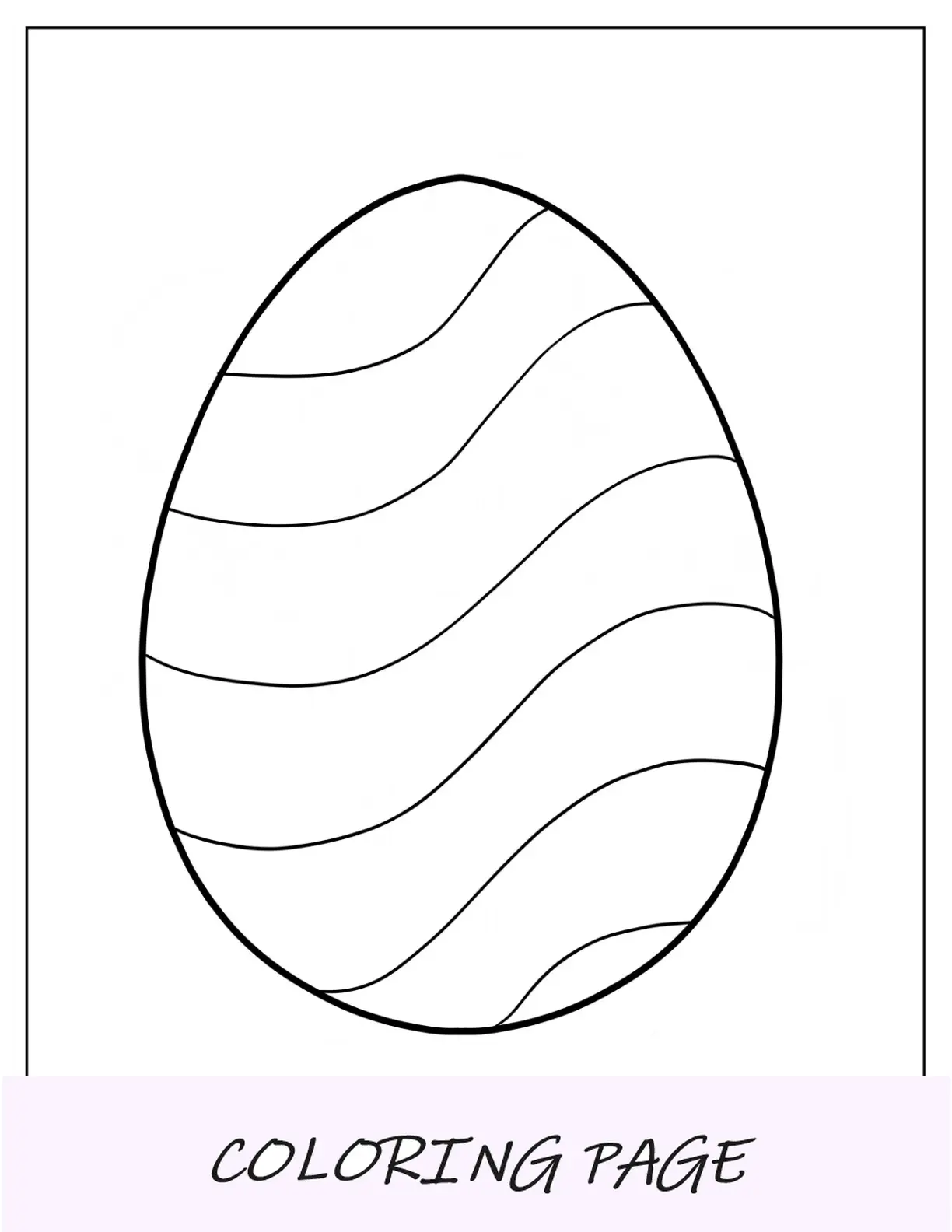 Página para colorear de Pascua del contorno del huevo de Pascua con diseño ondulado