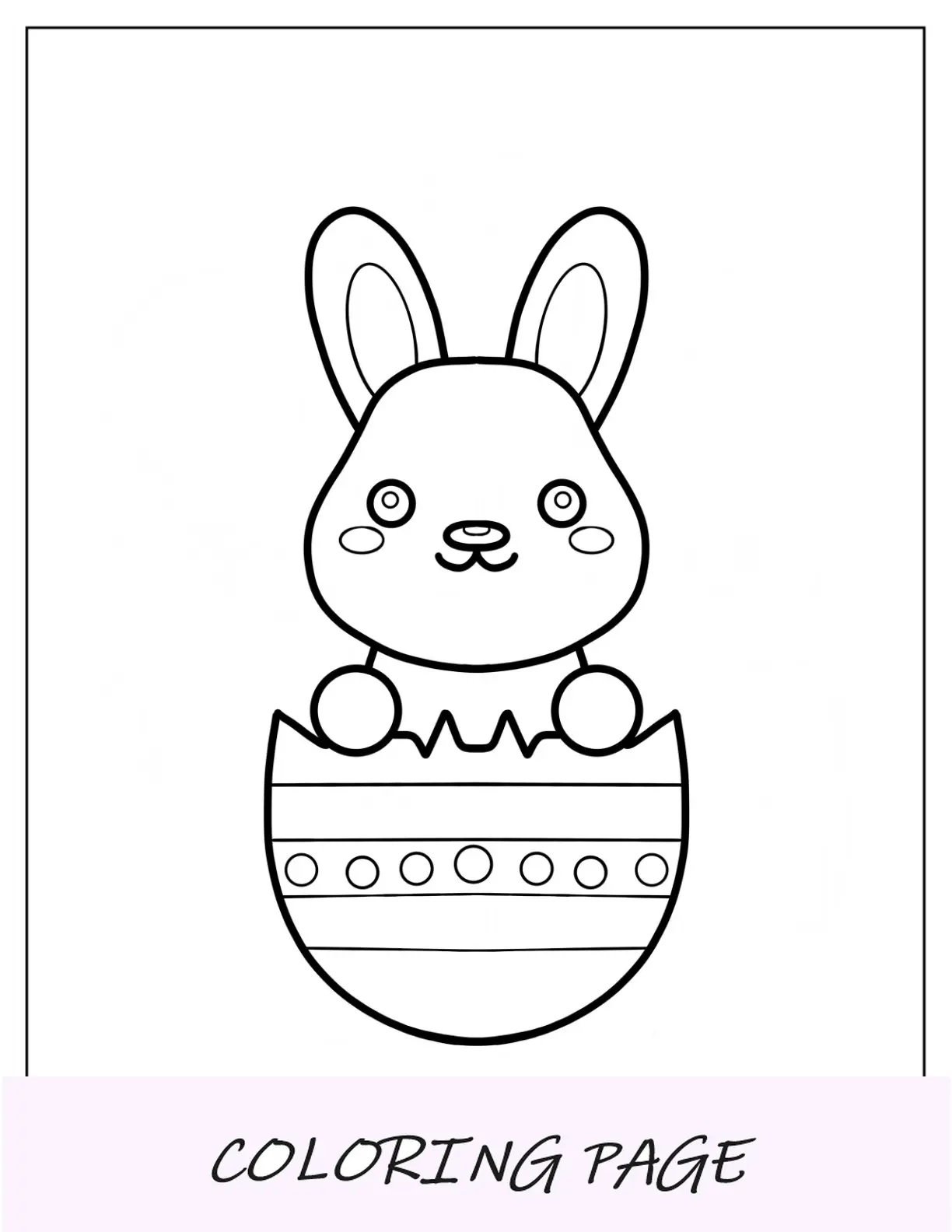 Página para colorear de Pascua de lindo conejito de Pascua saliendo del huevo