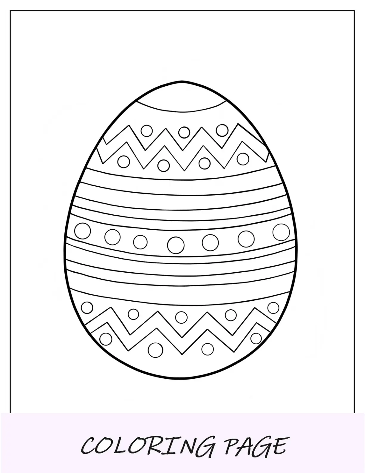 Página para colorear de Pascua de huevo de Pascua con diseño de chevrones, rayas y lunares