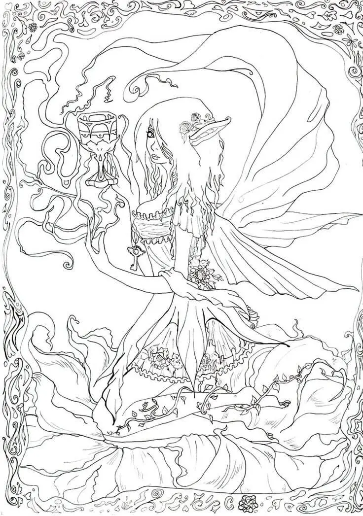 Gothic Fairy Fantasy Coloring Pages