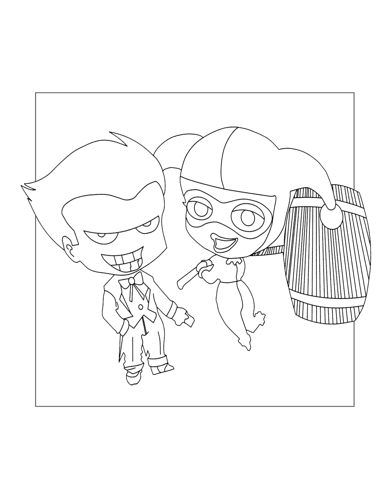 Cute Harley And Joker Coloring Page