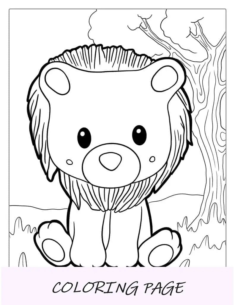 Contorno simples de leão para colorir