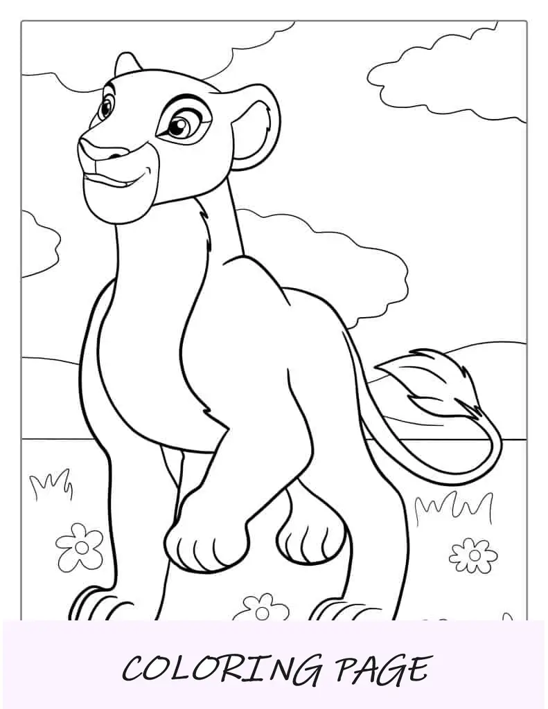 Página para colorir de Nala do Rei Leão